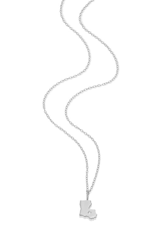 Lab Grown Diamond Louisiana State Diamond Pendant Necklace in Sterling Silver image number null